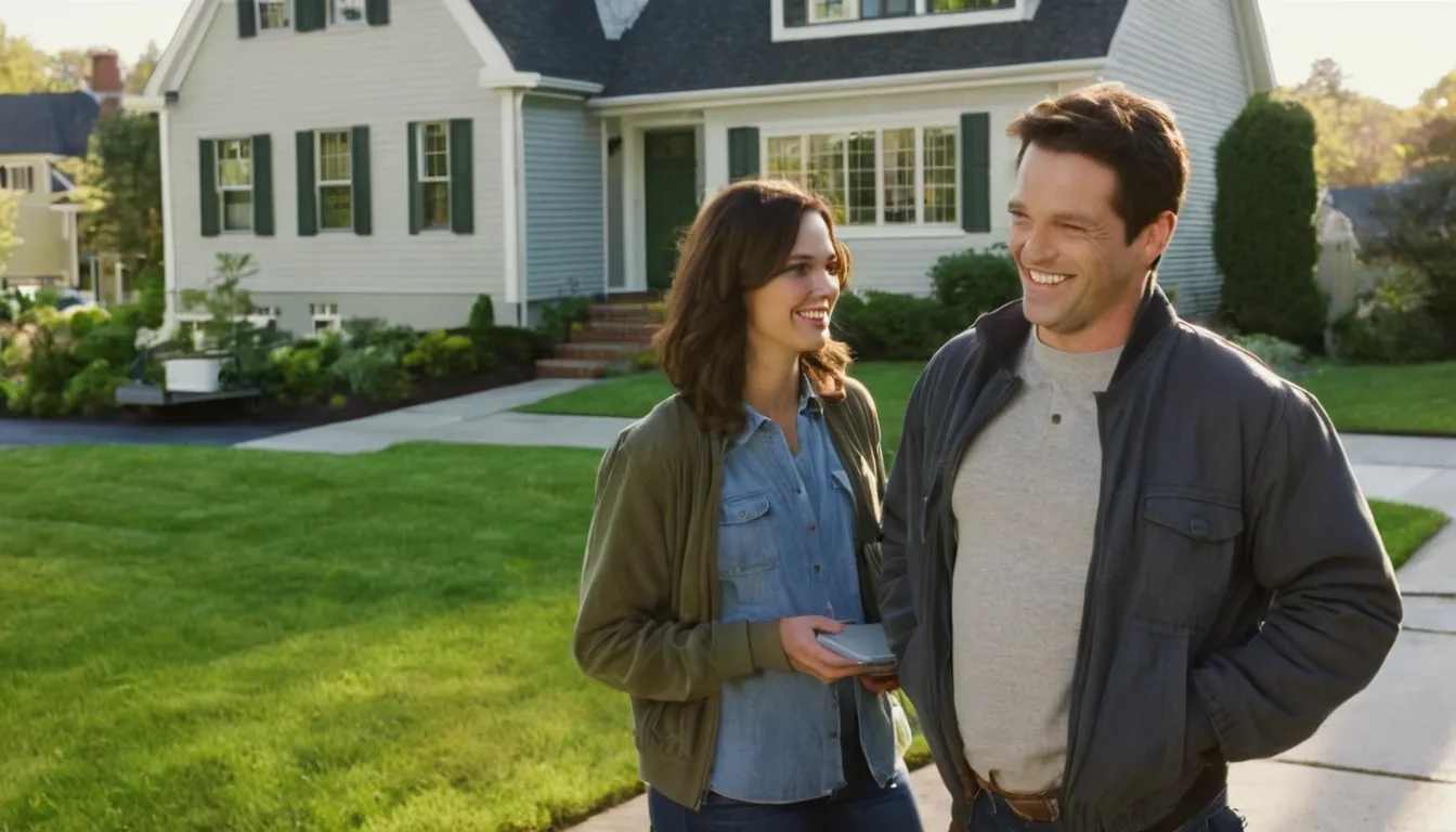 A friendly septic provider speaking with a homeowner beside a yard in Waterbury